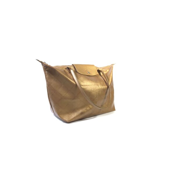 Longchamp Le Pliage Made in France Gold Nylon Large Shoulder Tote - Picture 4 of 12